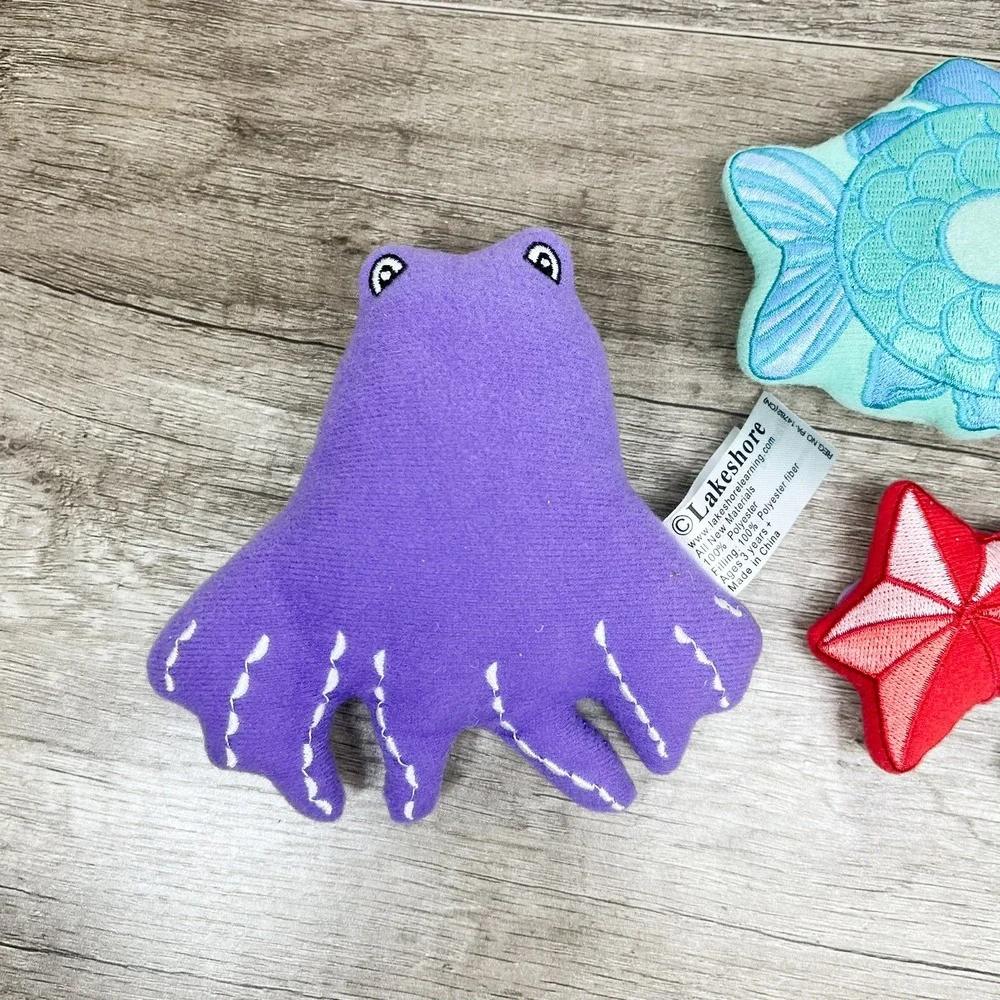 Lakeshore Learning Plush Sea Creature Set Octopus Starfish Fish 5pc Toy